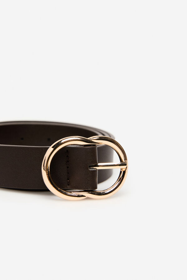 Cortefiel Basic double buckle belt Dark brown