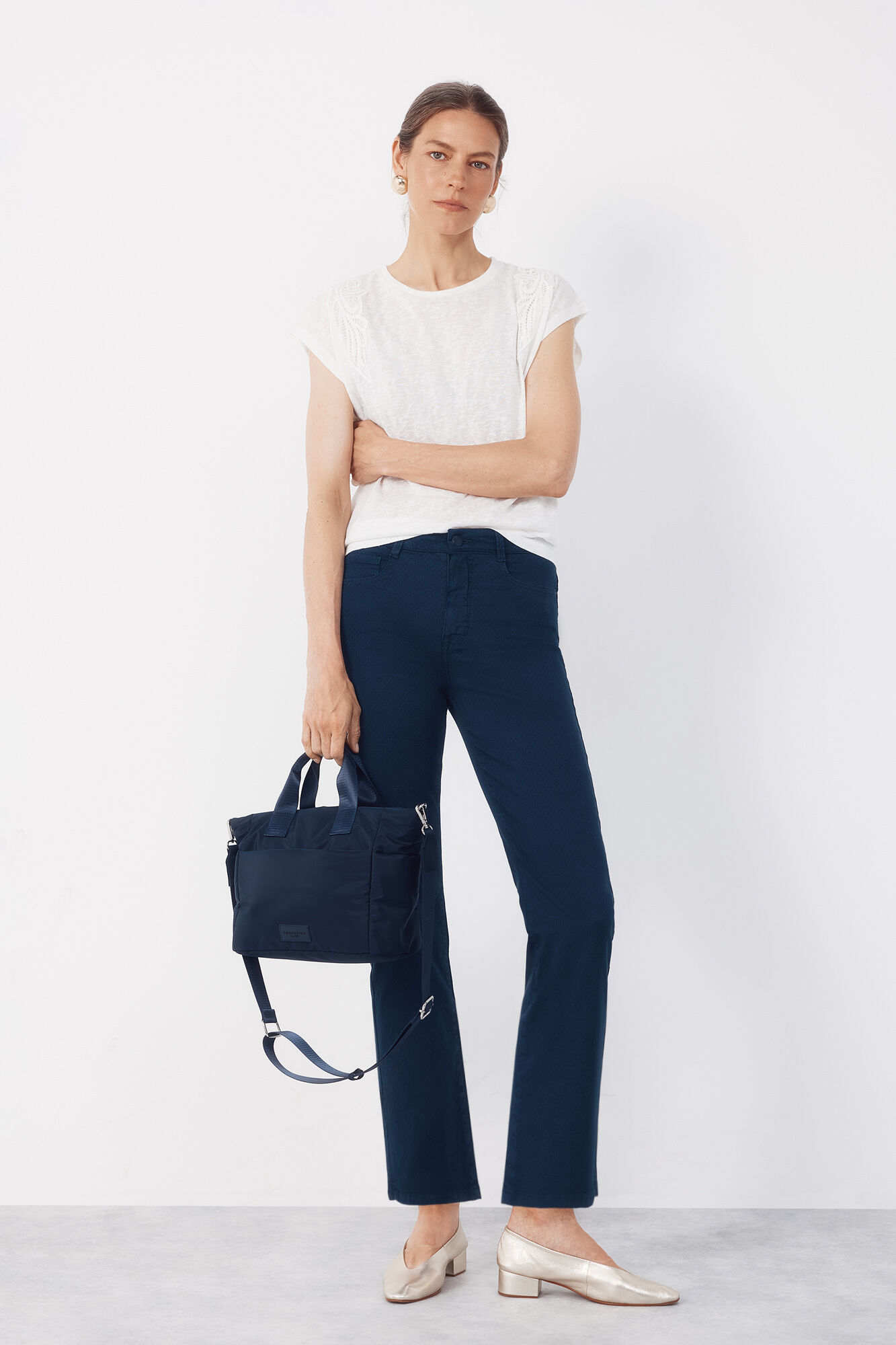 Cortefiel Linen -effect patchwork t-shirt