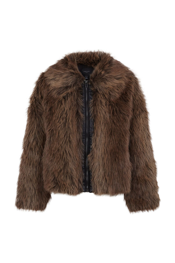 Cortefiel Faux fur jacket Beige