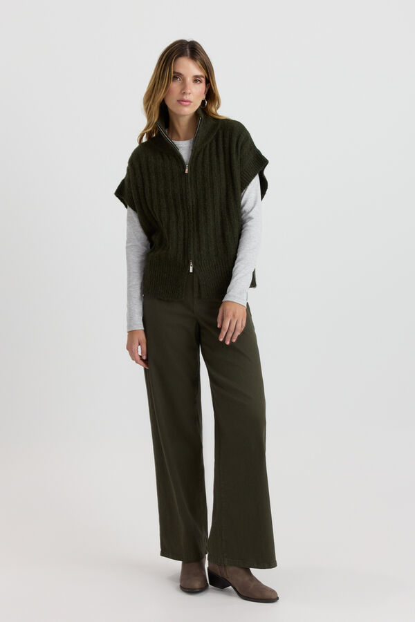 Vero Moda Colete de malha com fecho-&eacute;clair Verde