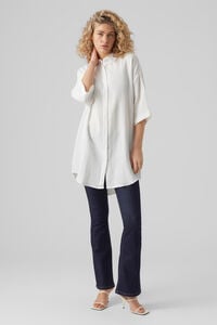 Cortefiel Shirt dress with bracelet sleeves White