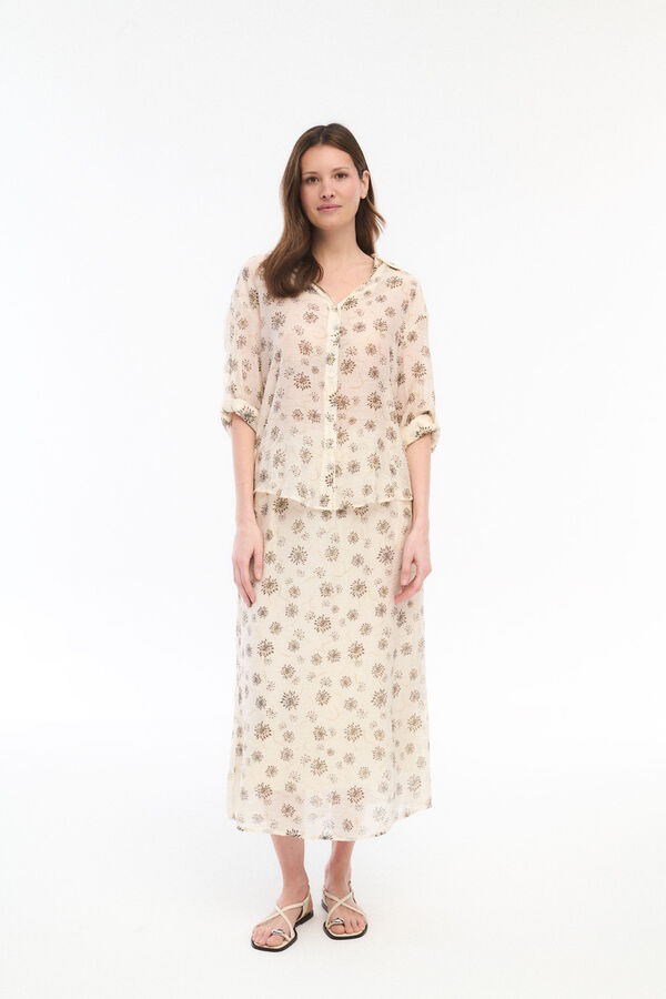 Vila Saia midi estampada com viscose Cinzento