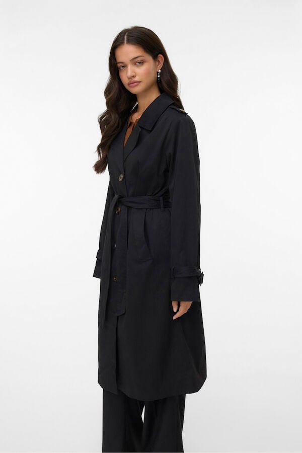 Vero Moda Long trench coat with belt  Black