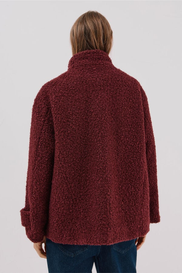 Cortefiel Short soft fabric coat Maroon