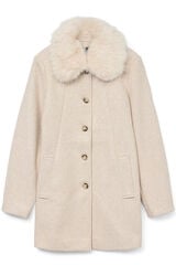 Vero Moda Curve Sobretudo de tecido com gola de pele tamanho grande Cinzento