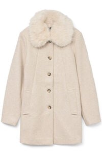 Vero Moda Curve Sobretudo de tecido com gola de pele tamanho grande