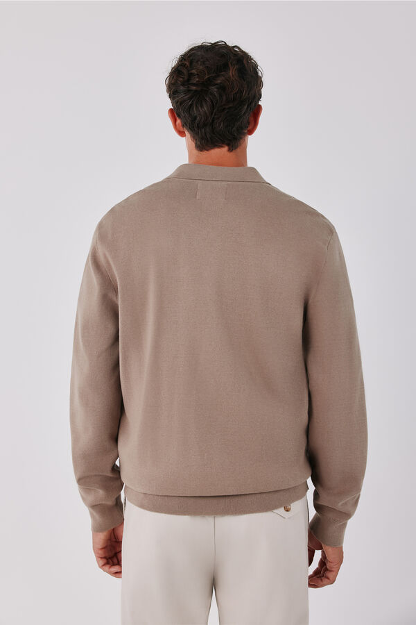 Cortefiel Cotton knit overshirt jumper Brown