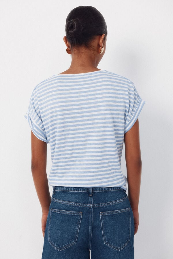 Cortefiel T-shirt riscas Azul