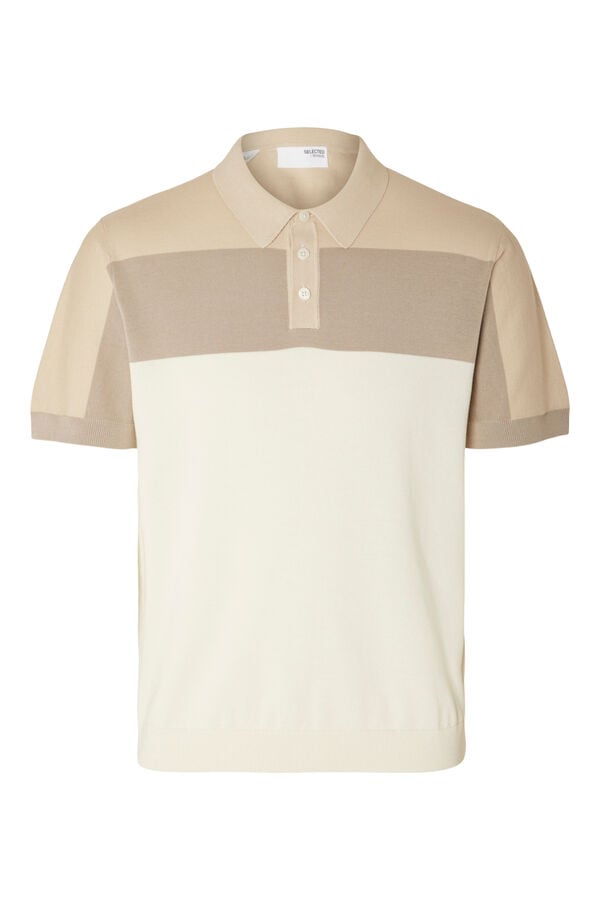 Cortefiel Multicoloured short sleeve jersey-knit polo shirt in 100% organic cotton. White