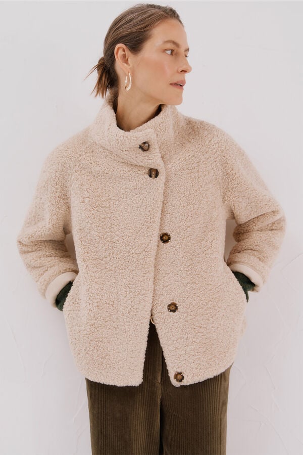 Cortefiel Raw fur effect jacket Nude