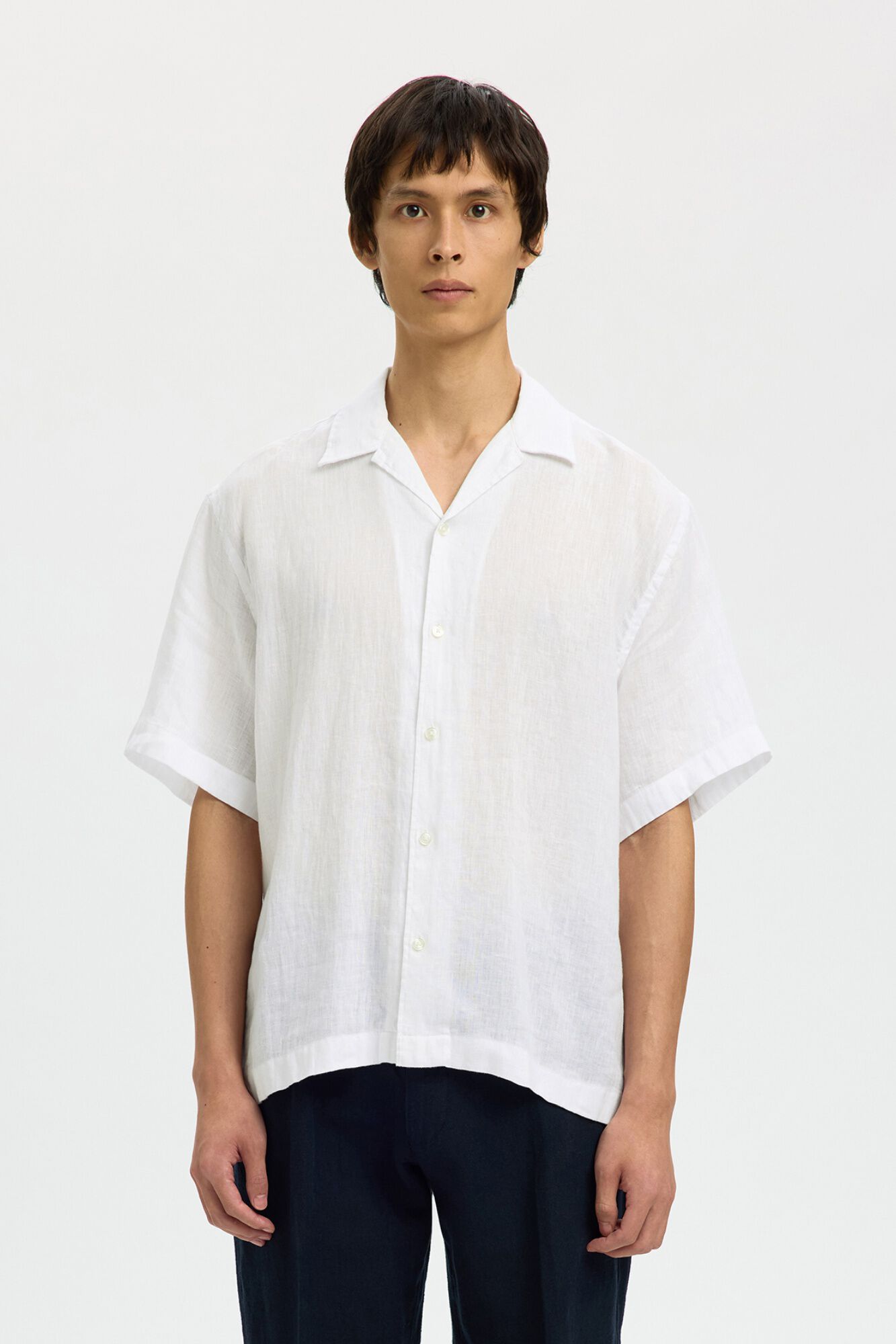 Selected Camisa de manga curta em linho