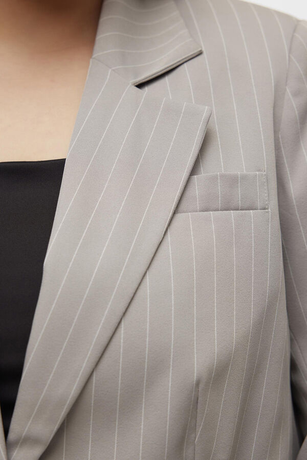 Cortefiel Plus size striped blazer  Grey