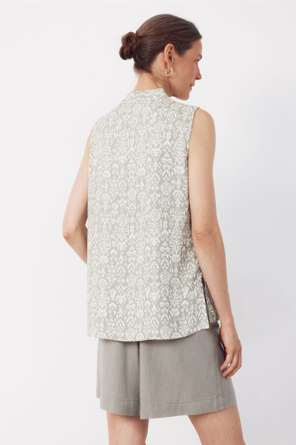 Cortefiel Fluid pleated blouse Printed green