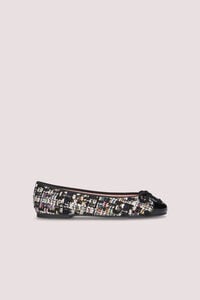 Cortefiel Ballet flats in black and white tweed Black