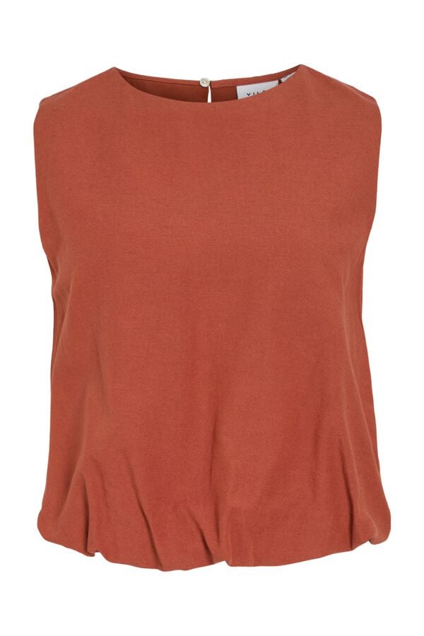 Vila Top de linho efeito bal&atilde;o Vermelho