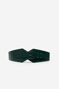Cortefiel Cinturón elástico ancho hebilla forrada verde