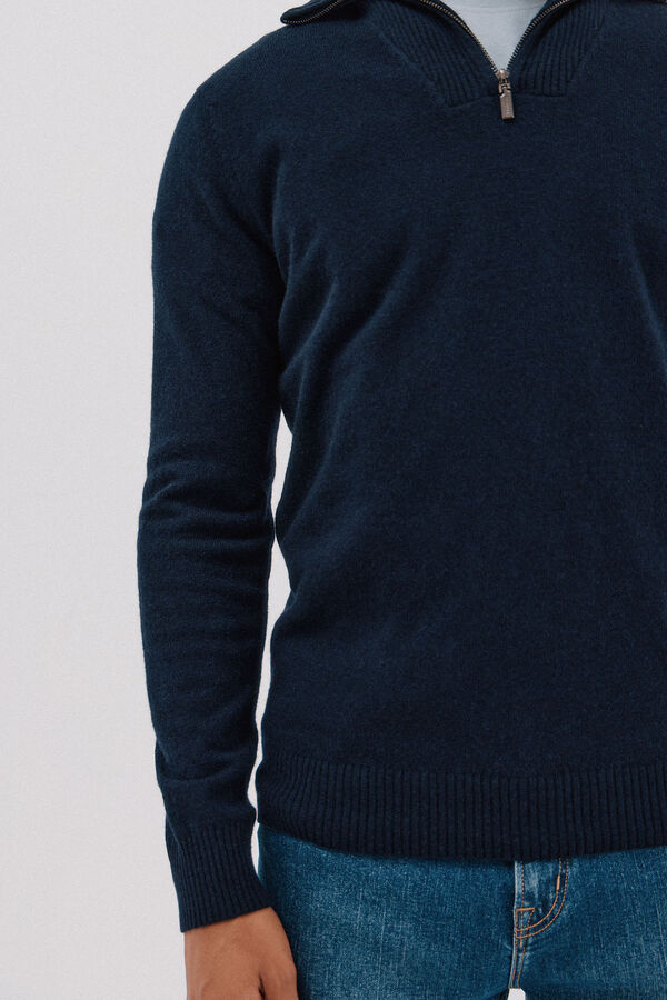 Cortefiel Lambswool wool with open neck Navy