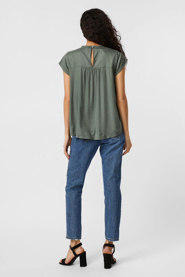 Vero Moda Blusa fluida de cuello redondo Verde
