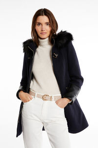 Cortefiel Straight coat with zip fastening and hood Navy