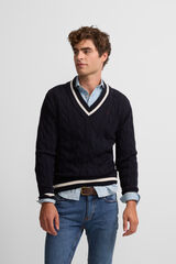 Silbon Classic college stripe jersey Navy