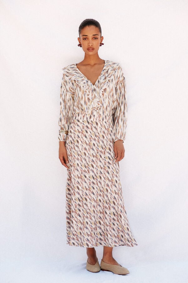 Cortefiel Ruffled printed blouse Multicolour