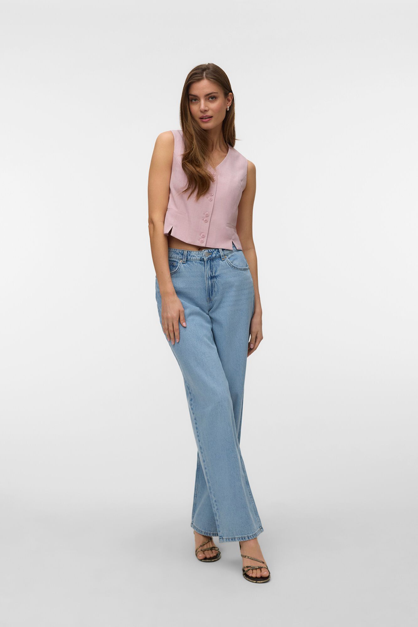 Vero Moda Colete com fecho de bot&otilde;es e abertura frontal
