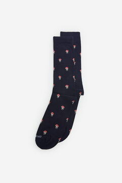 Cortefiel Mushroom motif socks Navy