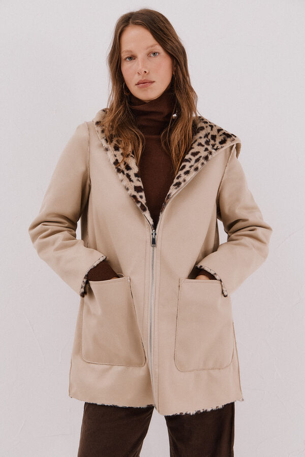 Cortefiel reversible double-sided effect coat Ivory