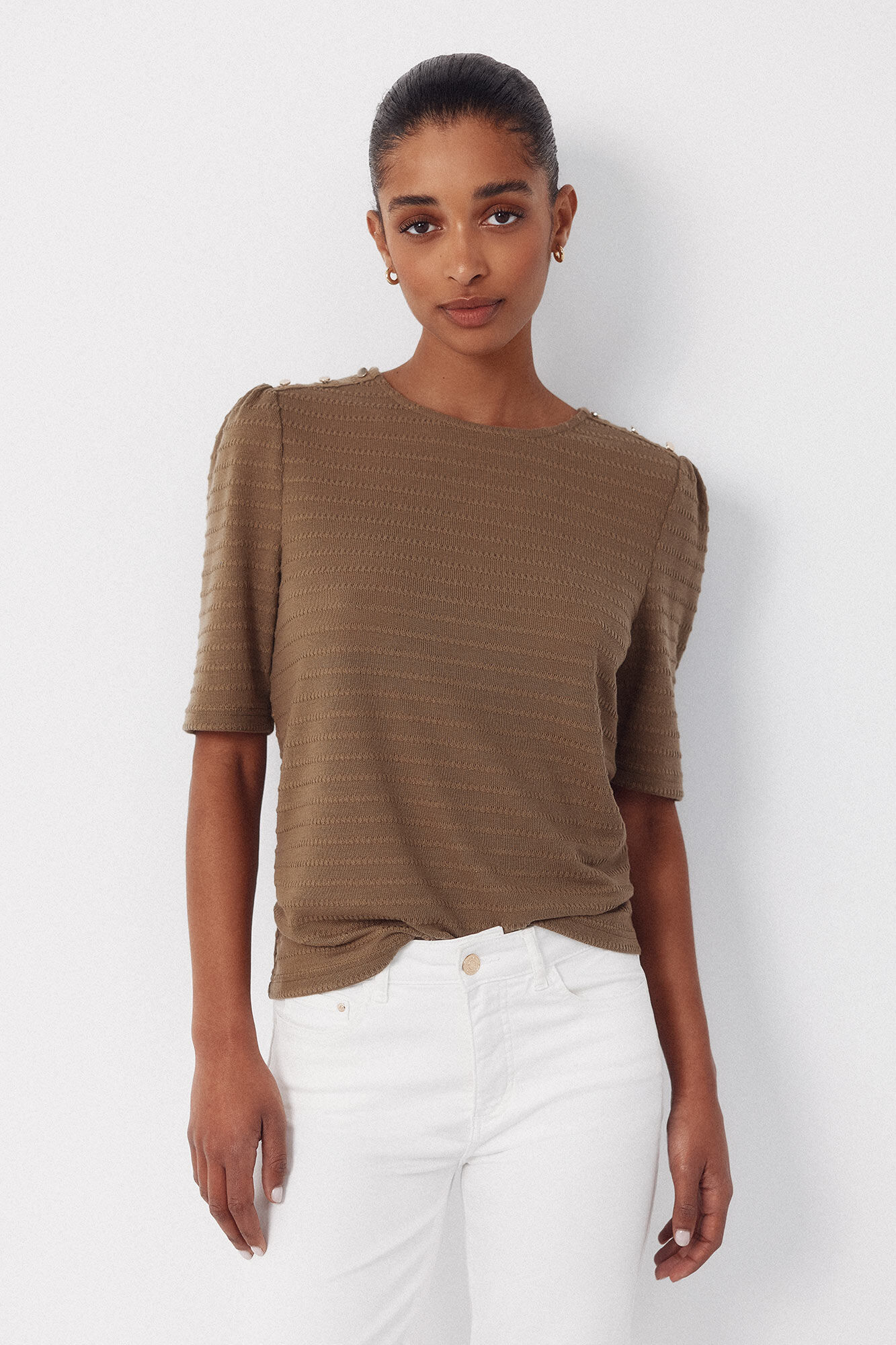 Cortefiel Striped structured t-shirt