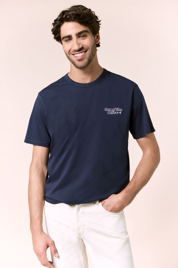 OOTO T-shirt com logo &agrave; frente e atr&aacute;s Azul