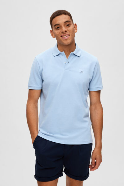 Cortefiel Short-sleeved 100% organic cotton polo shirt with embroidered logo Blue
