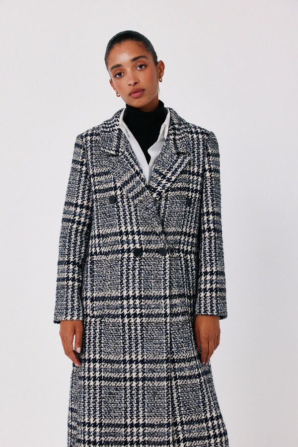 Cortefiel Plaid long coat Multicolour