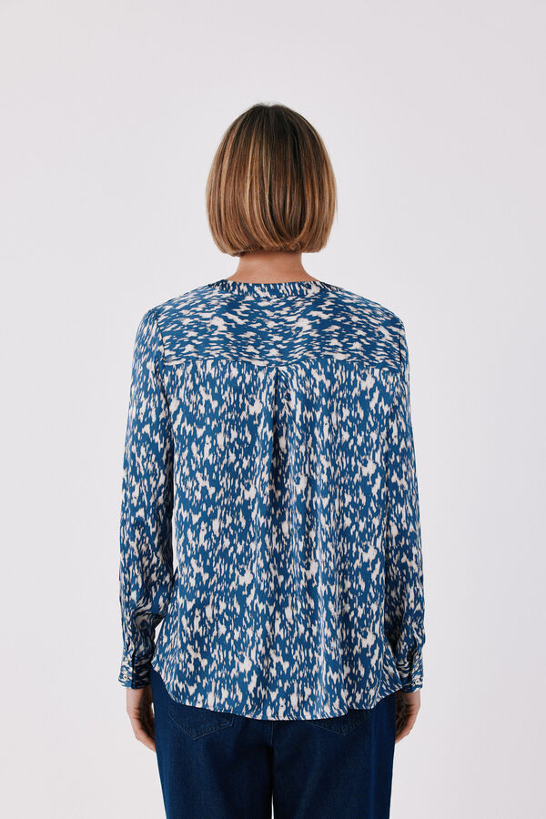 Cortefiel Blusa polera satinada Estampado azul