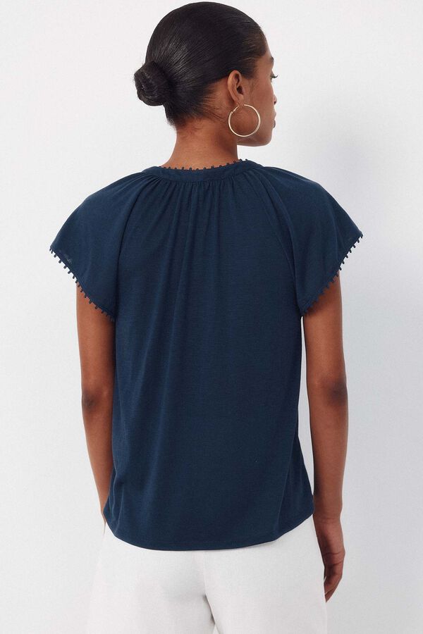 Cortefiel Flowy t-shirt with trim Navy