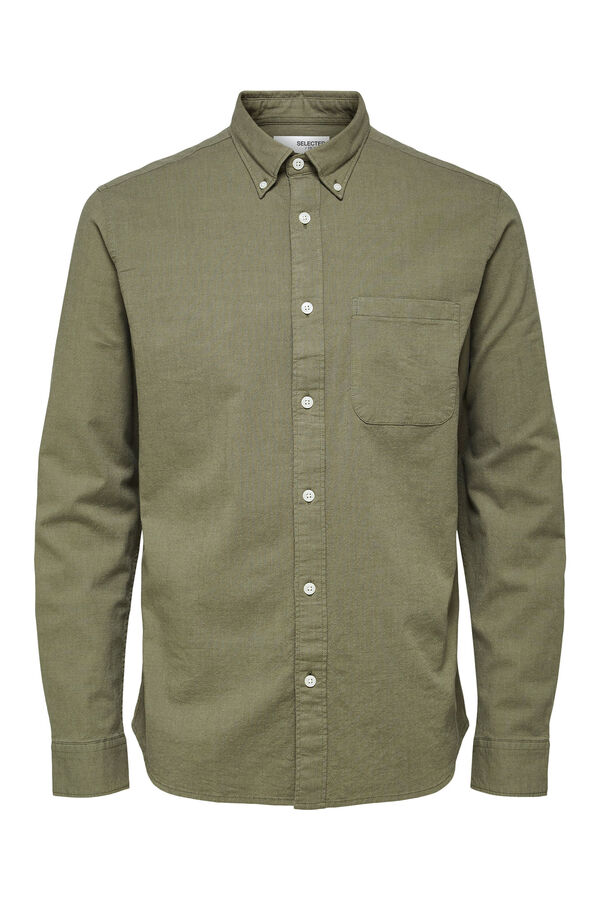 Cortefiel Regular fit Oxford shirt Green