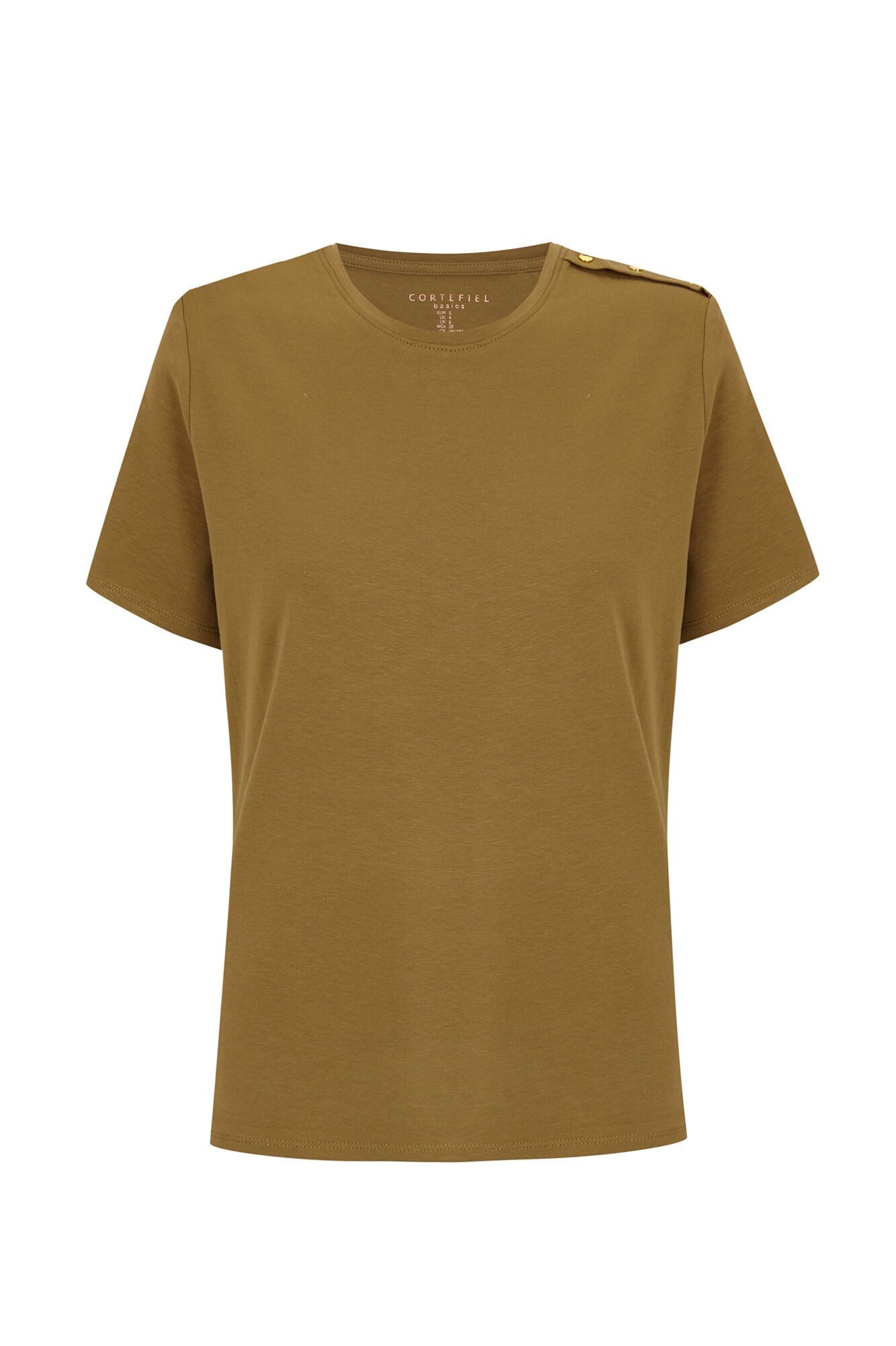Cortefiel T-shirt b&aacute;sica com bot&otilde;es dourados