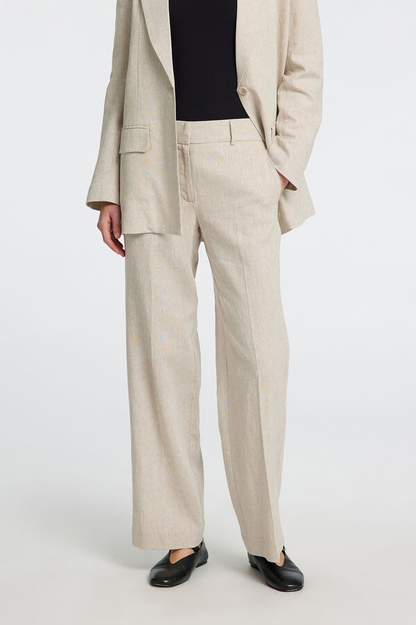 Selected Femme Pantalón de lino Wide Leg Marrón