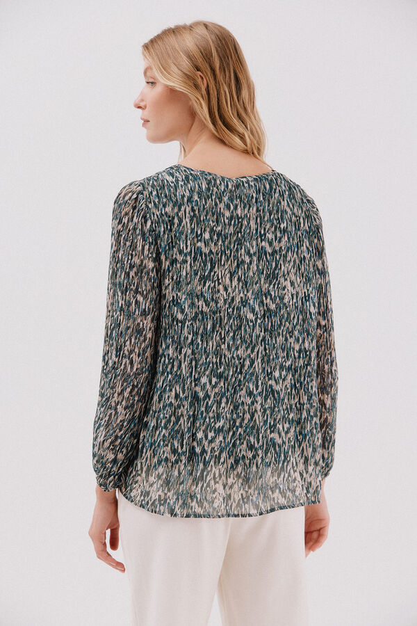 Cortefiel Contrast pleated blouse Multicolour