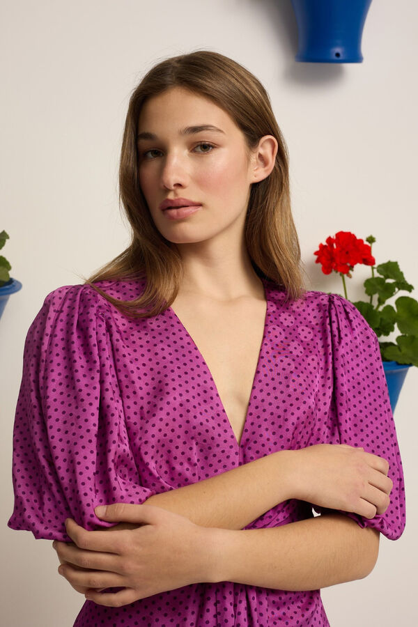 Silbon Macac&atilde;o Event Collection com n&oacute; e bolinhas Roxo