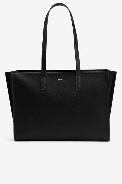 Cortefiel Textured office bag Black