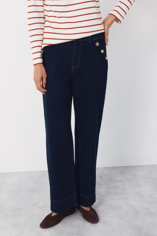 Cortefiel Palazzo jeans with buttons Blue
