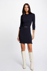 Cortefiel Fitted jersey-knit dress with adornment Navy