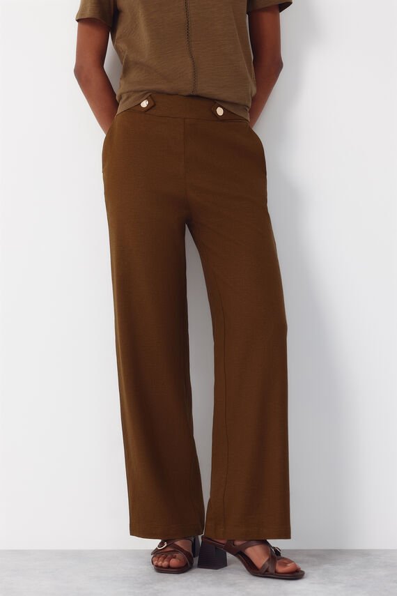 Pantalón con lino con botones dorados