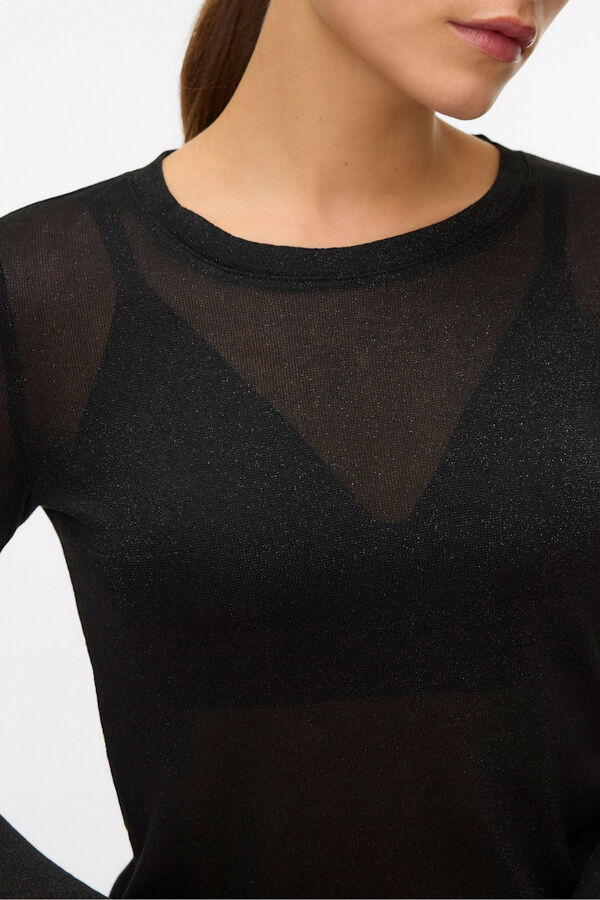 Vero Moda Metallic fabric jersey-knit top Black