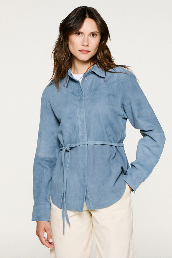 Selected Sobrecamisa 100% pele de cabra  Cinzento