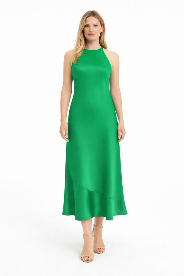 Vila Vestido de festa acetinado gola halter Verde