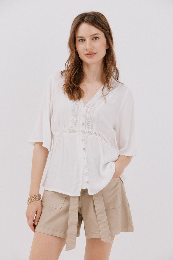 Cortefiel lace blouse with ruffles White