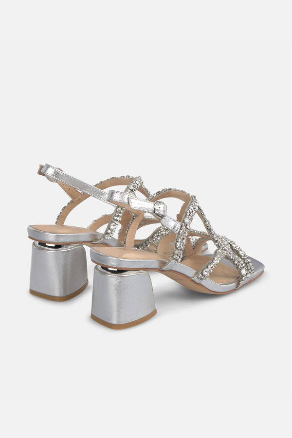 Alma en Pena Sand&aacute;lia de pedraria de tiras finas Cinzento