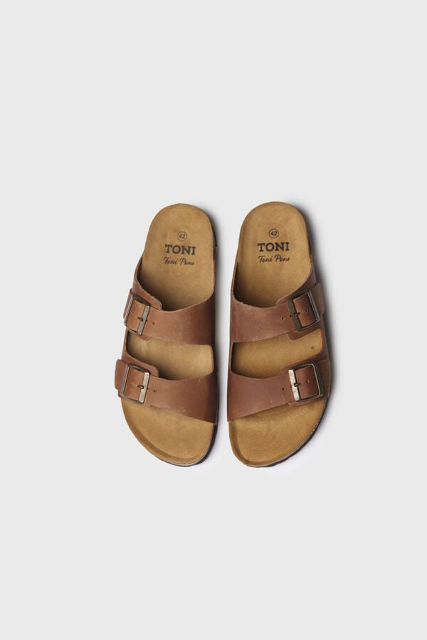 Toni Pons Sand&aacute;lia de homem em pele Castanho