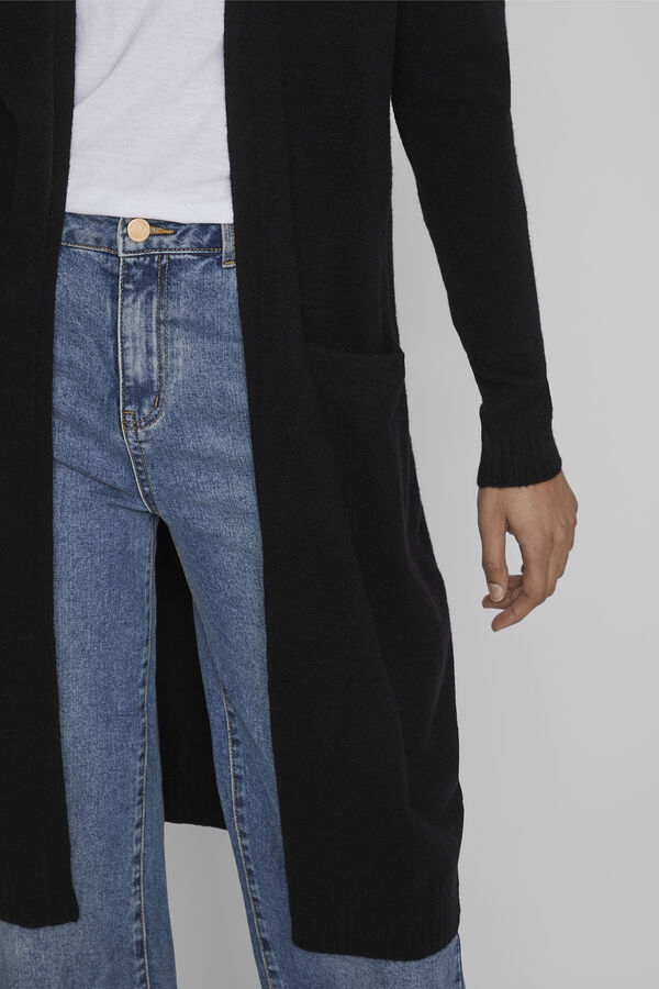 Vila C&aacute;rdigan de mujer de manga larga con bolsillos Negro